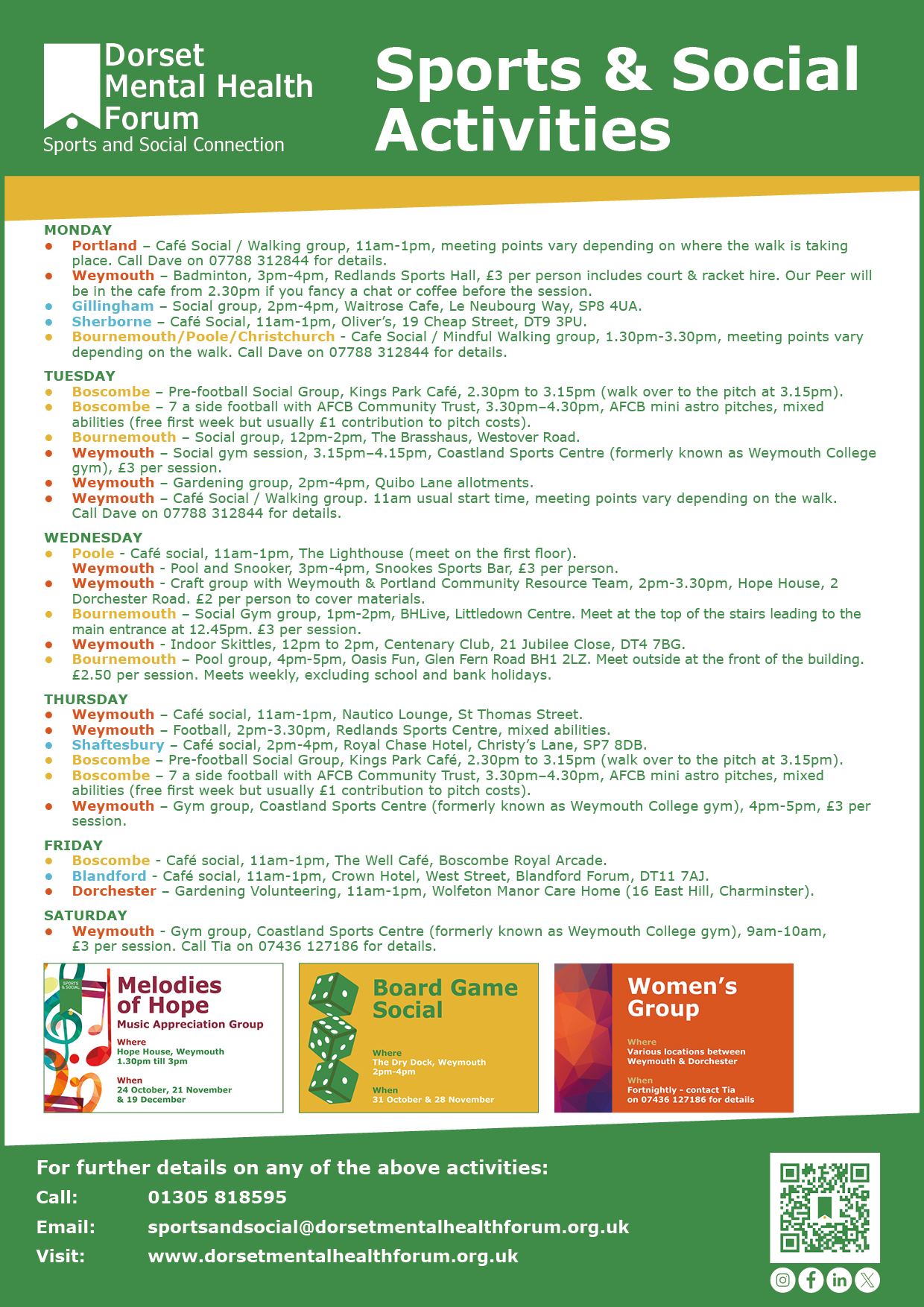 Sports & Social_Image_Activity List | Dorset Mental Health Forum