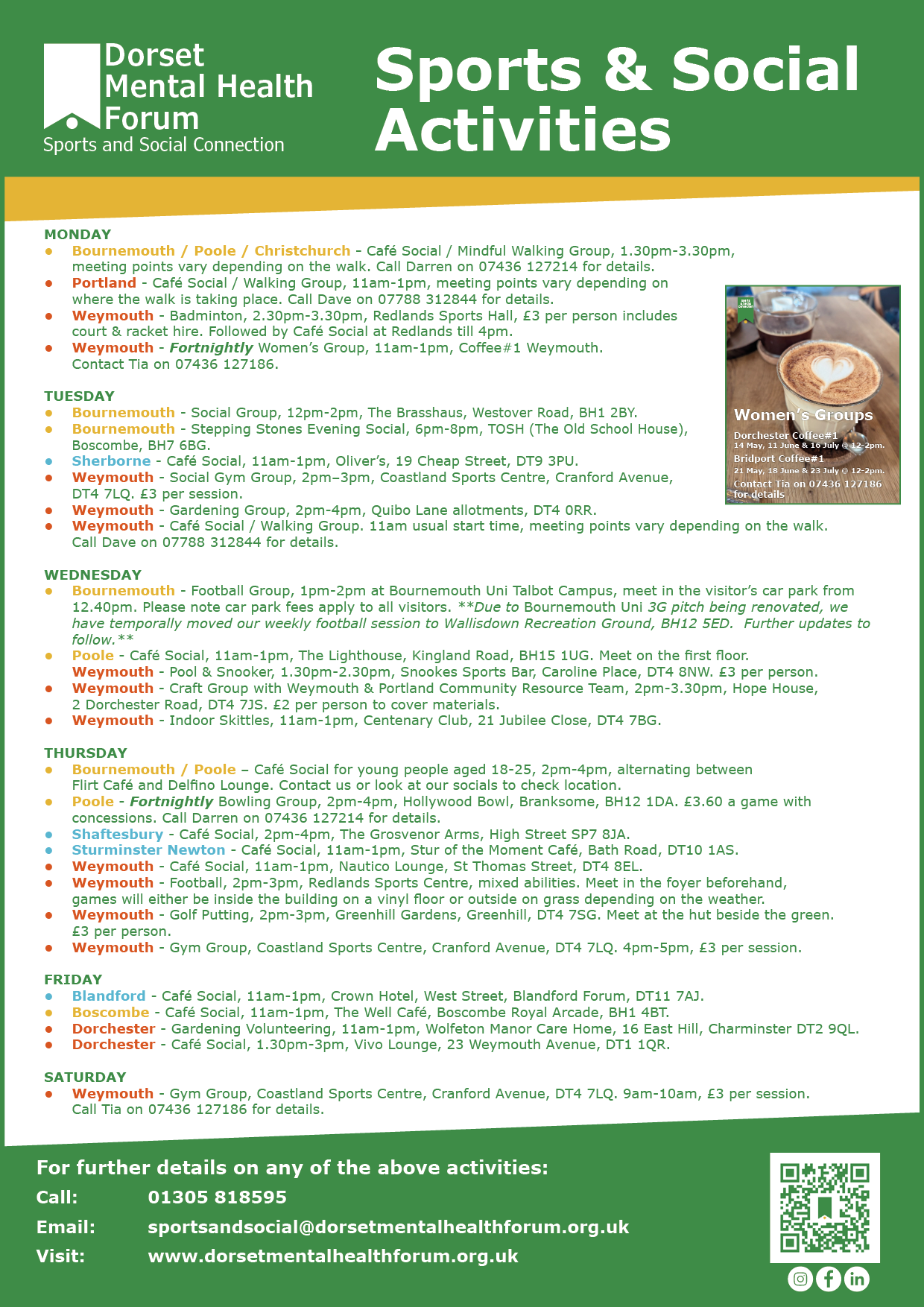 Sports & Social_Images_Activity List | Dorset Mental Health Forum