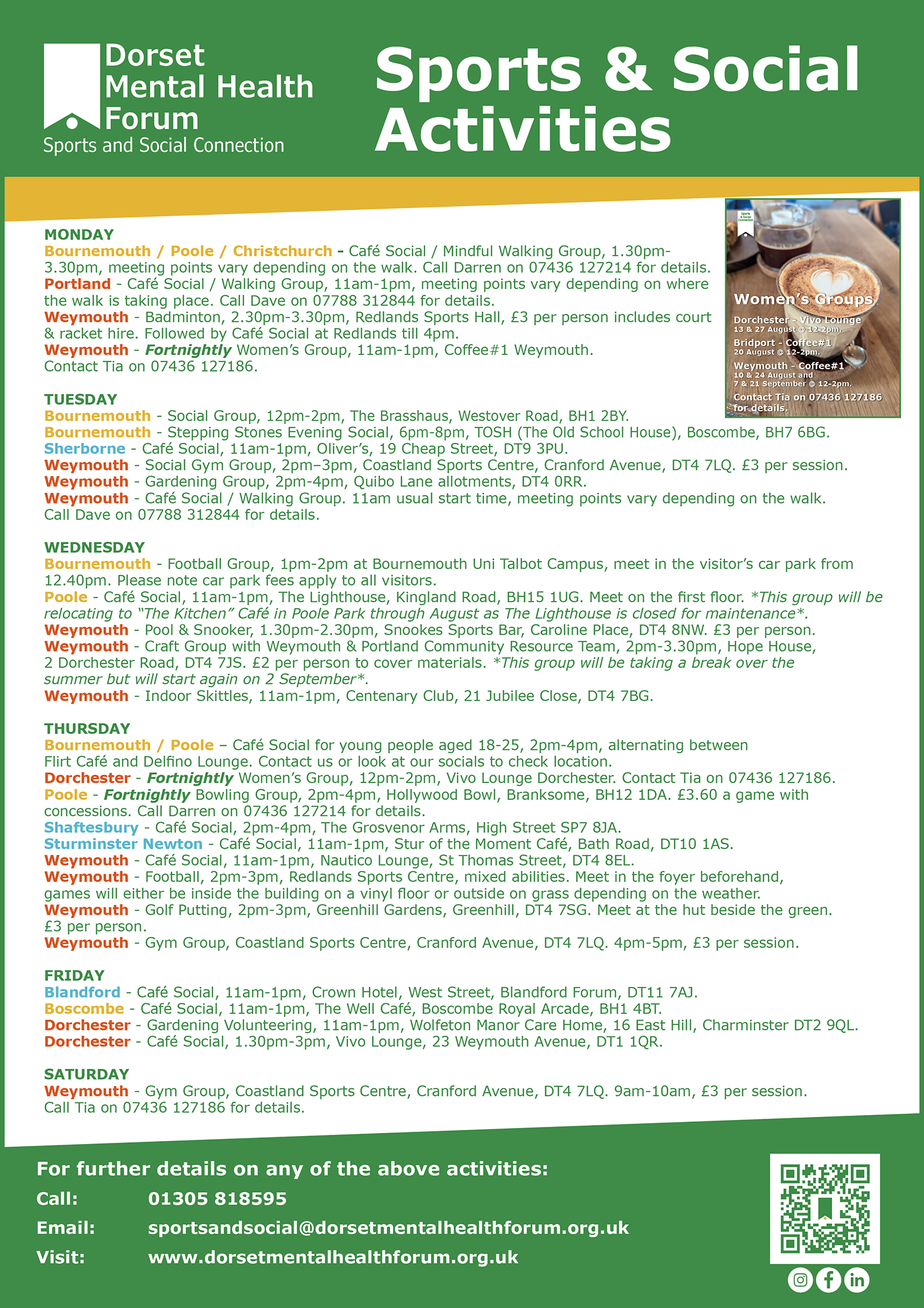 Sports & Social_ALL_Image_Activity List | Dorset Mental Health Forum