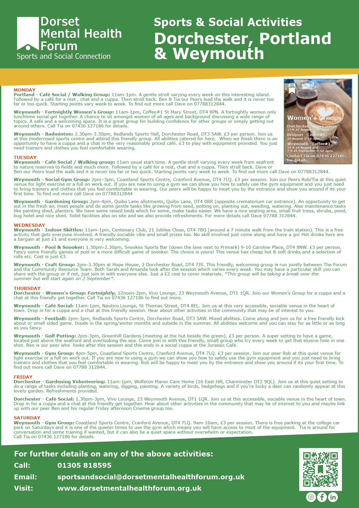 Sports & Social_West_Image_Activity List | Dorset Mental Health Forum